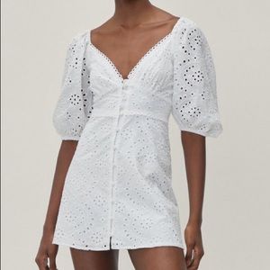 Puff sleeve white dress